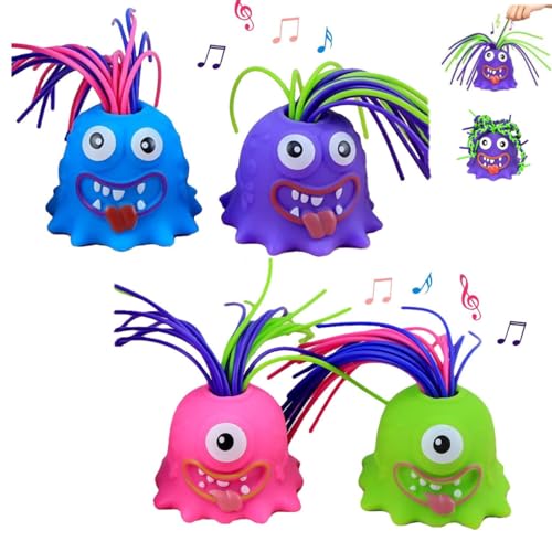 ESPRY Ermüdungsspielzeug Stressabbau Haare ziehen schreiendes Monster, Haarziehendes schreiendes Monster, Schreiendes Monster Spielzeug, Lustiges schreiendes Haarziehspielzeug (4PC-2#) von ESPRY