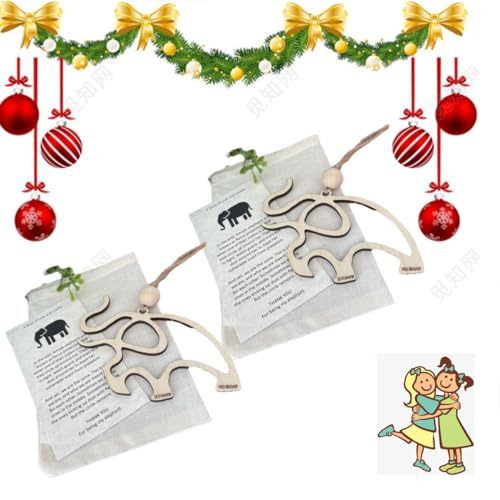 ESPRY Wooden Elephant Ornament for Women Tribe,Elephant Ornament for Women Tribe,Sisterhood & Friendship Elephant Ornament,Wooden Elephant Tribe Christmas Ornament,Comes with Story and Bag (2pcs) von ESPRY
