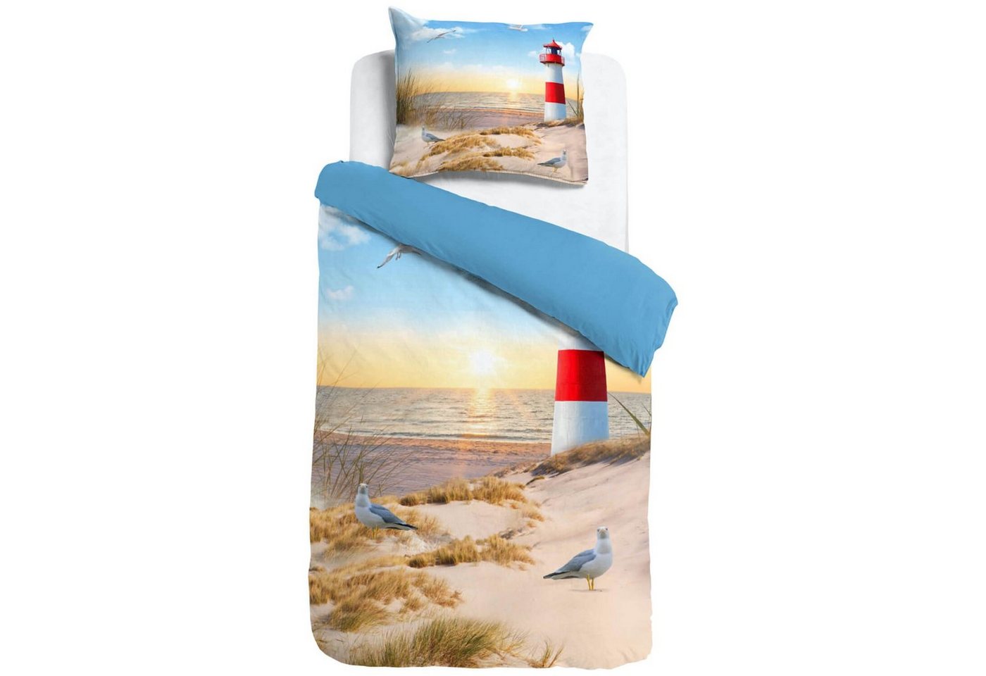 Bettwäsche Leuchtturm, ESPiCO, Renforcé, 3 teilig, Digitaldruck, Strand, Meer, Küste von ESPiCO