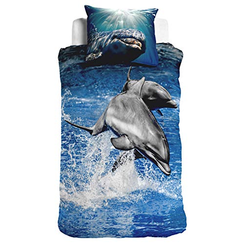 ESPiCO Sleep and Dream Bettwäsche Delfin Wasser Blau Meer Ozean Meeressäuger Baumwolle, Größe:135 cm x 200 cm von ESPiCO