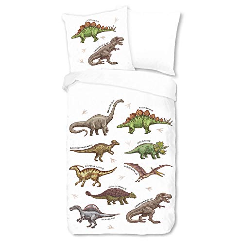 ESPiCO Bettwäsche Sleep and Dream Dino Bunt Dinosaurier Reptilien T-Rex Tiermotiv Kinder Zimmer Renforcé, Größe:135 cm x 200 cm von ESPiCO