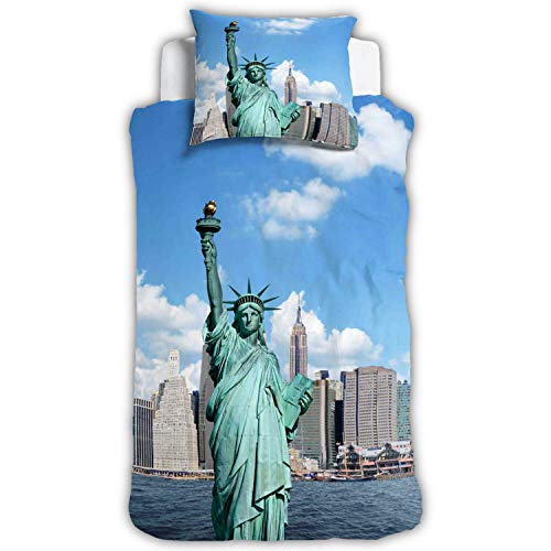 ESPiCO Bettwäsche Sleep and Dream New York Freiheitsstatue Amerika Skyline Empire State Building Liberty Renforcé, Größe:135 cm x 200 cm von ESPiCO