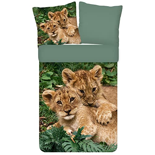 ESPiCO Bettwäsche Trendy Bedding Babylöwen Raubtier Wildnis Löwe Jungtiere Großkatze Tiertatze Renforcé, Größe:135 cm x 200 cm von ESPiCO