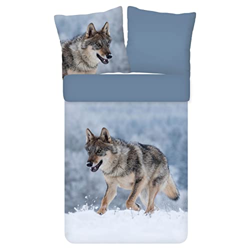 ESPiCO Bettwäsche Trendy Bedding Schneewolf Tiermotiv Pfoten Baumwolle Renforcé, Größe:135 cm x 200 cm von ESPiCO