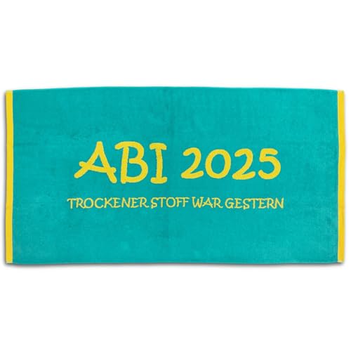 ESPiCO Strandlaken ABI 2025 Badetuch Türkis Lime Strandtuch Abitur Geschenk 80 cm x 160 cm Abispruch Baumwolle ESPiCO Strandlaken ABI 2025 Badetuch Türkis Lime Strandtuch Abitur Geschenk 80 cm x 160 cm Abispruch Baumwolle von ESPiCO