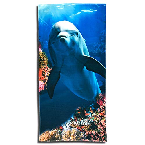 ESPiCO Strandlaken Badetuch Delfin Beach Dolphin Meer Strandtuch Wasser Koralle Fisch Muscheln 75 cm x 150 cm von ESPiCO
