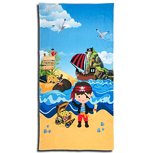 ESPiCO Strandlaken Pirat Badetuch Beach Strand Meer Strandtuch Schiff Möwe Schatz Gold Sand 75 cm x 150 cm von ESPiCO