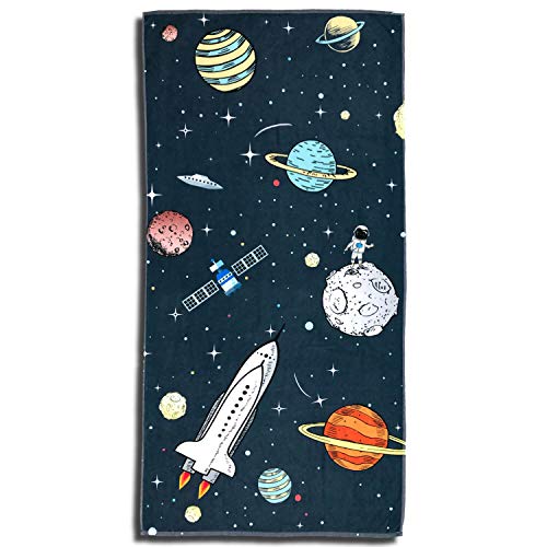 ESPiCO Strandlaken Weltall Badetuch Astronaut Planet Raumschiff Sterne UFO Saturn Mond 75 cm x 150 cm von ESPiCO