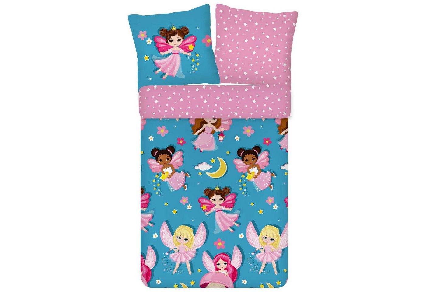 Kinderbettwäsche Fee Trendy Bedding, ESPiCO, Renforcé, 2 teilig, Zauberin, Engel, Sternchen, Mond von ESPiCO