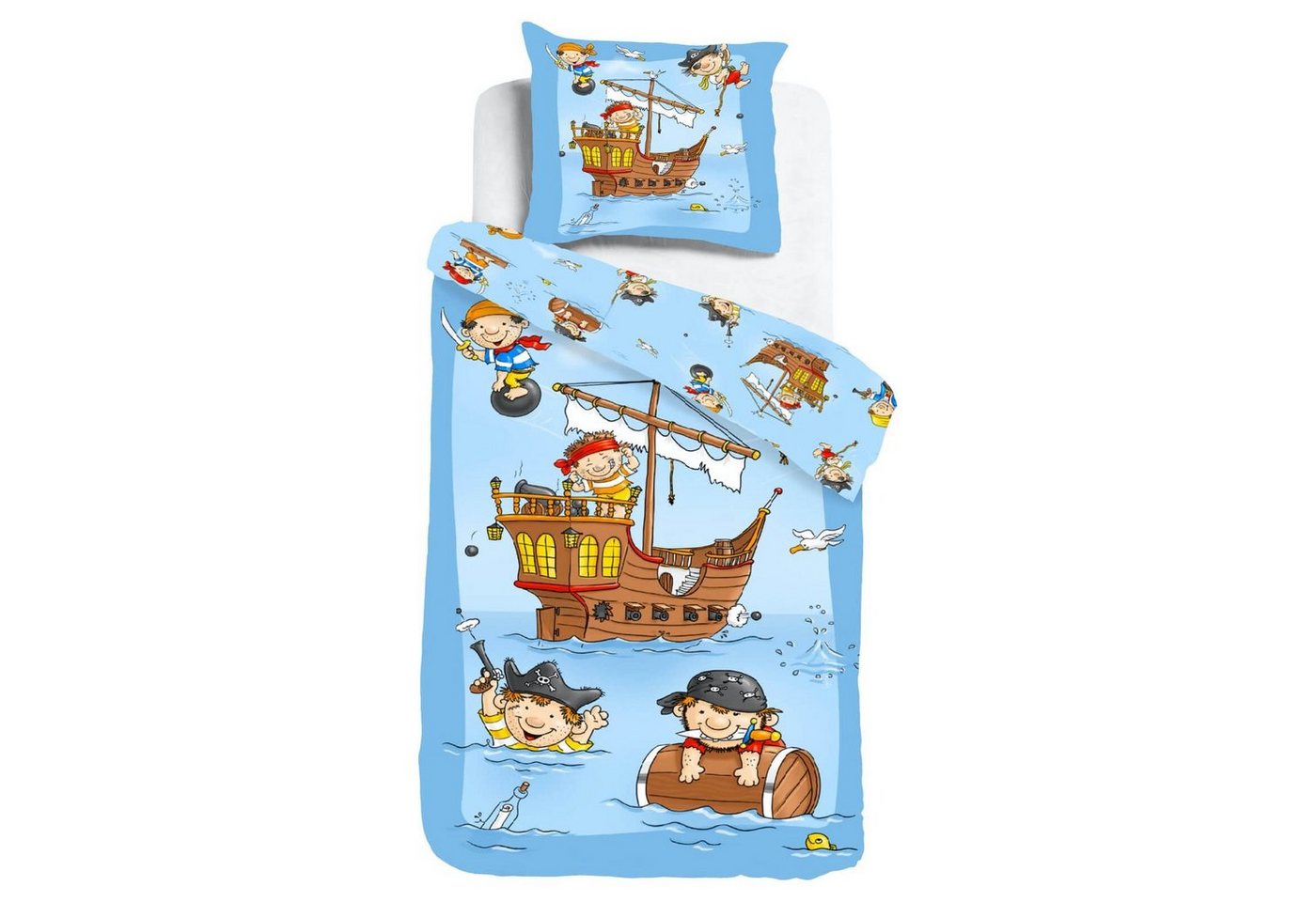 Kinderbettwäsche Piratenschiff, ESPiCO, Renforcé, 2 teilig, Digitaldruck, Seeräuber, Piraten von ESPiCO