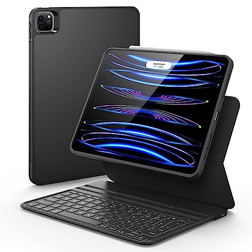 ESR Ascend Tastatur Hülle Lite, iPad Tastatur kompatibel mit iPad Pro 11/iPad Air 5/4, magnetische abnehmbare, verstellbarer Hoch-/Querformatmodus, leicht tragbar, federnde Tasten, Schwarz von ESR