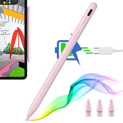 ESR Stylus Pen für iPad mit Neigungsempfindlichkeit, iPad Stift für Apple iPad 9/8/7/6, iPad Pro 11, iPad Pro 12.9, iPad Mini 6/5 und iPad Air 5/4/3, Palm Rejection, Magnetische Befestigung, Rosa von ESR