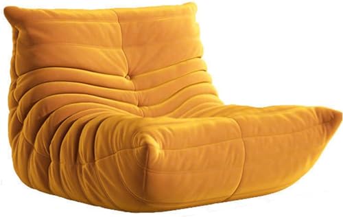 ESRADA Comfy Lazy Bodensofa, Couch, Akzentsofa, Raupenmotiv, weicher Wildlederstoff mit 50D-Styling, Baumwolle, plissiert, Stuhl, faules Bodensofa, orange, 95 cm von ESRADA