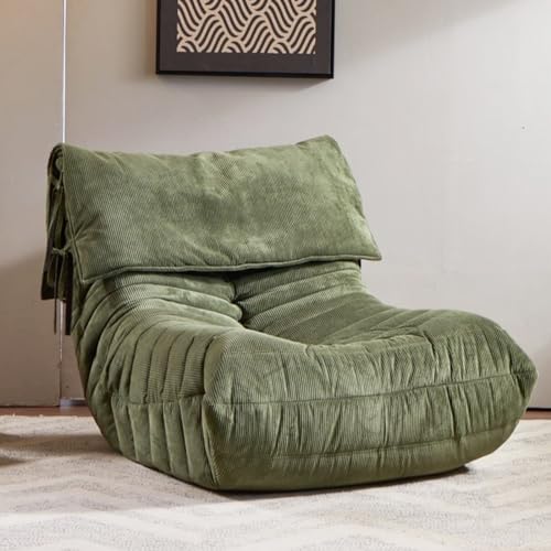 ESRADA Comfy Lazy Floor Sofa, Couch, Akzent-Togo-Sofa, Raupeninspiriert, weicher Wildlederstoff mit 50D-Styling, Baumwolle, plissiert, Togo-Stuhl, faules Bodensofa, Grün, 3 von ESRADA