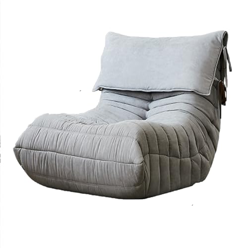 ESRADA Comfy Lazy Floor Sofa, Couch, Akzent-Togo-Sofa, Raupeninspiriert, weicher Wildlederstoff mit 50D-Styling, Baumwolle, plissiert, Togo-Stuhl, faules Bodensofa, Hellgrau-1 von ESRADA