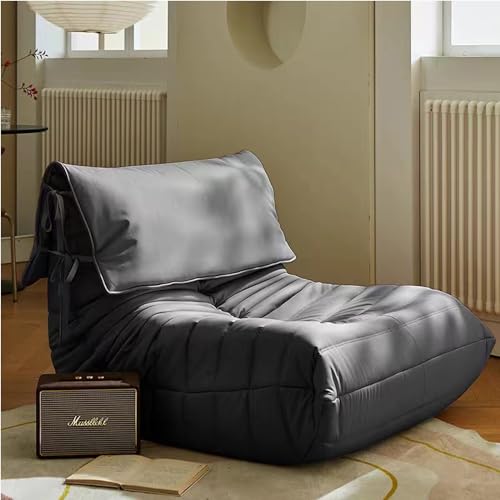 ESRADA Comfy Lazy Floor Sofa, Couch, Akzent-Togo-Sofa, Raupeninspiriert, weicher Wildlederstoff mit 50D-Styling, Baumwolle, plissiert, Togo-Stuhl, faules Bodensofa, Schwarz, 2 von ESRADA