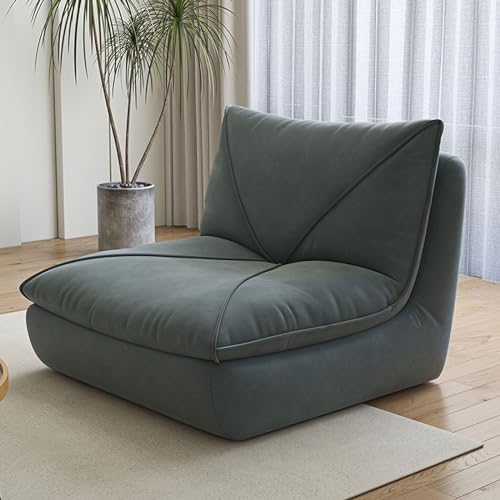 ESRADA Einzelsitziges Schaumstoffsofa, armloses Bodensofa, Sitzsack-Sofa mit hochdichter Schaumstofffüllung, flauschige und faule Couch für Schlafsaal, Wohnung, Wohnzimmer, Grau - 1 von ESRADA