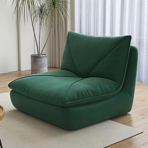 ESRADA Einzelsitziges Schaumstoffsofa, armloses Bodensofa, Sitzsack-Sofa mit hochdichter Schaumstofffüllung, flauschige und faule Couch für Schlafsaal, Wohnung, Wohnzimmer, Grün-1 von ESRADA