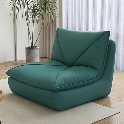 ESRADA Einzelsitziges Schaumstoffsofa, armloses Bodensofa, Sitzsack-Sofa mit hochdichter Schaumstofffüllung, flauschige und faule Couch für Schlafsaal, Wohnung, Wohnzimmer, Grün-2 von ESRADA