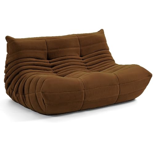 ESRADA Kaminstuhl, Einzel-Sofasessel, Boden-Sofa-Stuhl, fauler Sitzsack-Stuhl für Wohnzimmer, Schlafzimmer, Salon, Büro, Mikrofaser-Lederbezug, braun, 70 x 132 x 38 cm von ESRADA