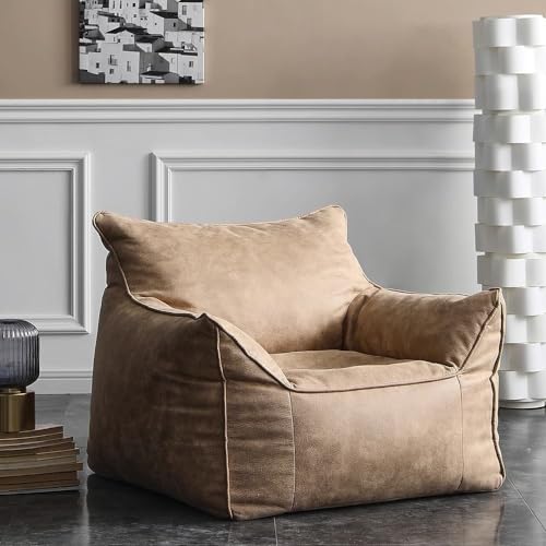 ESRADA Leichtes Luxus-Sofa zum Liegen und Schlafen, Retro-Stil, Einzelsofa, Wohnzimmer, Balkon, Einzelbett, schlicht, Freizeitstuhl, Beige-Sofa von ESRADA