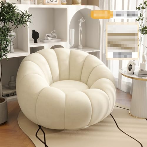 ESRADA Sitzsack mit Ottomane – bequemes faules Sofa mit 360°-Drehfuß, Hochdruck-Schaumstoff, faules Sofa, Akzent-Sitzsack für Wohnzimmer, Schlafzimmer, Weiß - 1 von ESRADA