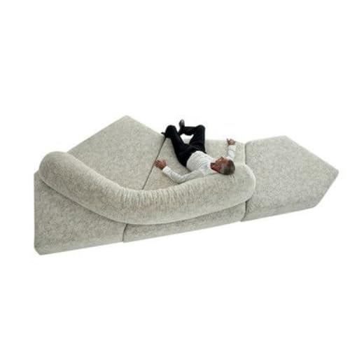 ESRADA Spezielle Form Ecksofa Licht Luxus Modul Sofa Wohnzimmer Kombination Stoff Designer Kreativer Stil Villa Kleine Wohnung Italienischer Stil Ecksofa Bett A+B+C von ESRADA