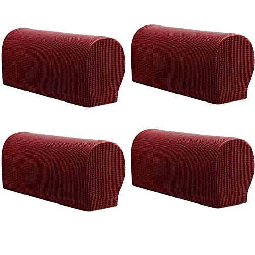 ESRISE Armlehnen-Stuhlbezüge, Stretch-Sessel, Couch, Armlehnenbezug, rutschfest, Spandex, Polyester, Sofa-Stuhl-Armkappen, Schonbezüge für Möbelschutz, Weinrot, 4 Stück von ESRISE