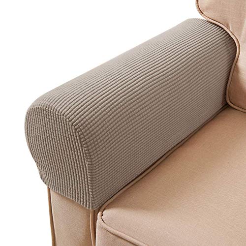 ESRISE Armlehne Stuhlhussen, Stretch Sessel Couch Armlehne Abdeckung Anti-Rutsch Spandex Polyester Sofa Stuhl Armkappen Schonbezüge für Möbelschoner, 2er Set (Sand) von ESRISE