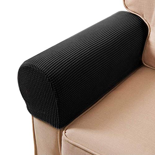 ESRISE Armlehne Stuhlhussen, Stretch Sessel Couch Armlehne Abdeckung Anti-Rutsch Spandex Polyester Sofa Stuhl Armkappen Schonbezüge für Möbelschutz, 2 Stück (Schwarz2) von ESRISE