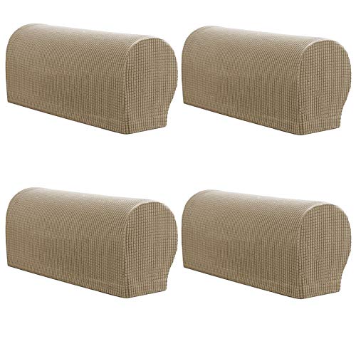 ESRISE Armlehnen-Stuhlbezüge, Stretch-Sessel, Couch, Armlehnenbezug, rutschfest, Spandex, Polyester, Sofa-Stuhl-Armkappen, Schonbezüge für Möbelschutz, Sand, 4 Stück von ESRISE