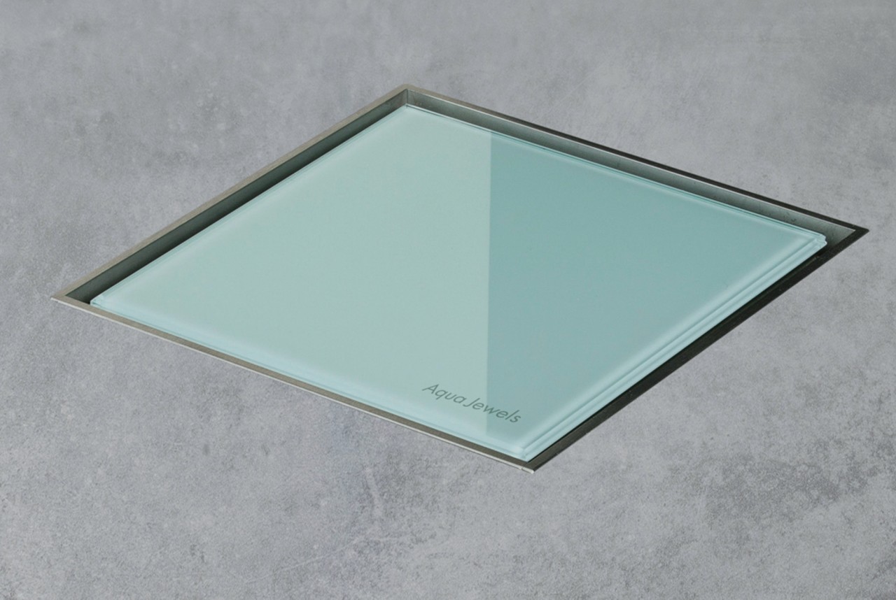ESS Aqua Jewel Quattro 15x15 cm, Glas Grün, variable Sperrwasserhöhe von 50 bis 25 mm, AJQ-15x15-GG AJQ-15x15-GG von ESS