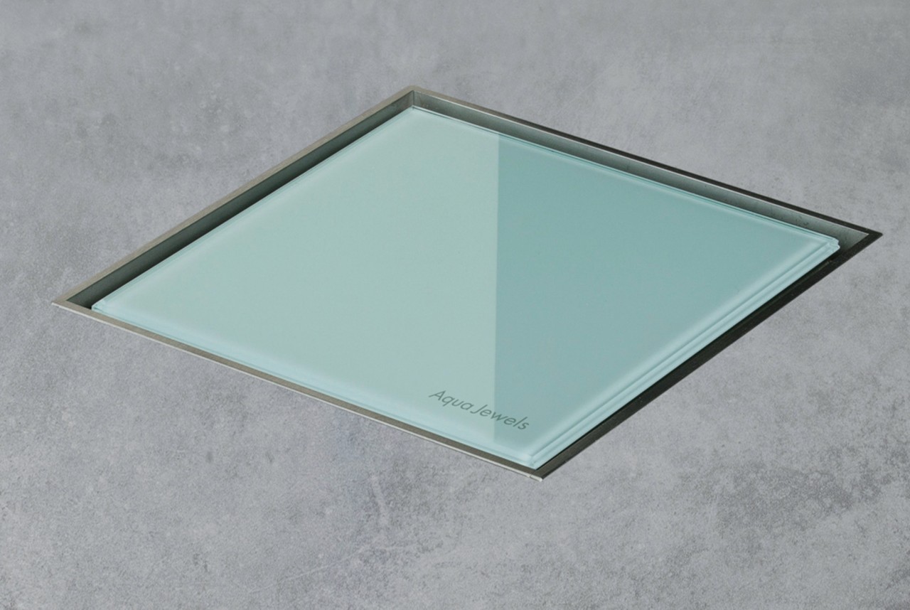 ESS Aqua Jewel Quattro 20x20 cm, Glas Grün, variable Sperrwasserhöhe von 50 bis 25 mm, AJQ-20x20-GG AJQ-20x20-GG von ESS