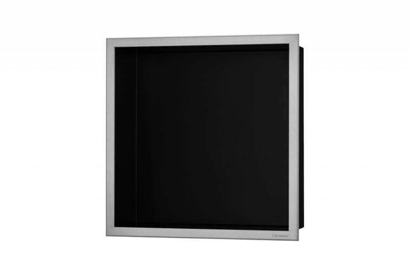 ESS BOX 10 Schwarz Wandnische 30x30x10 cm Rahmen Edelstahl gebürstet BOX Black, inkl. Rohbauset, BOX BOX-30x30x10-B von ESS