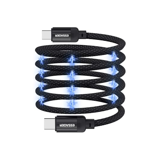 ESSAGER USB C Ladekabel 100W, Magnetisches Spiralkabel, Kompatibel mit PD-Schnellladeprotokollen, Unterstützt Datenübertragung bei USB2.0 480Mb/s, USB C auf USB C Ladekabel 1M für iPhone 15 Serie usw von ESSAGER