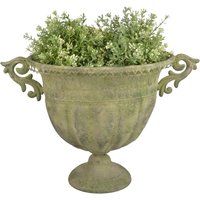 Aged Metal Pokal - Vase Grün ø 27,9 cm mit 2 Handgriffen - Esschert Design von ESSCHERT DESIGN