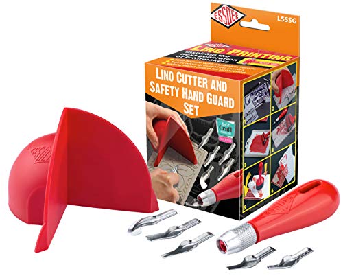 Essdee Linoleumschneider und Sicherheitshandschutz-Set, rot von ESSDEE