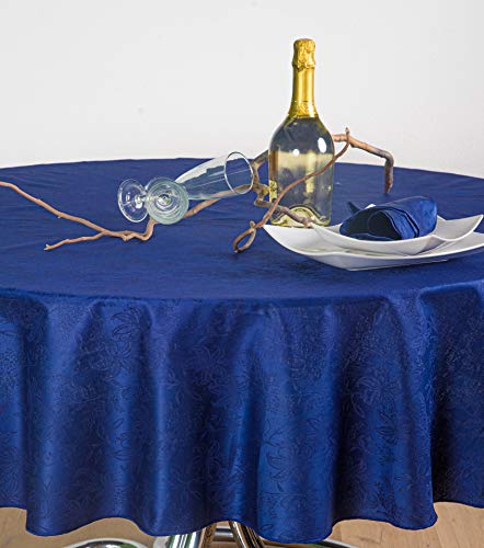 Esse Home - Tischdecke mit 12 Servietten, ovaler Jacquard aus Reiner Baumwolle, IRIS 598 (Oval 170x250, Service Blau) von ESSE HOME