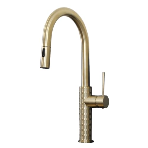 Essebagno Architek Spültischmischer Ausziehbare Handbrause in gebürsteter Goldoptik von ESSEBAGNO