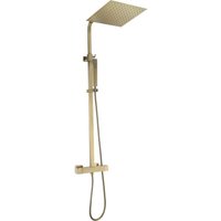 Square ii quadratische Duschsäule mit Thermostat, gebürstetes Gold - Or - Essebagno von ESSEBAGNO