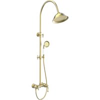 Leeds Retro-Duschsäule gebürstetes Gold mit mechanischer Armatur - Or - Essebagno von ESSEBAGNO