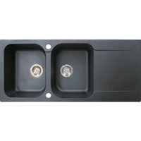Lisse reversible Spüle 2 Becken 1 Abtropfbecken aus schwarzem Kunstharz - Essebagno von ESSEBAGNO