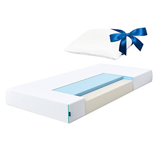 ESSENCE SLEEP Gel Memory Foam Matratze 100x200cm H3-18cm hohe Schaumstoffmatratze mit kühlendem Geltopper Effekt - Rollmatratze mit 1 Memory Foam Kissen - Öko-Tex Standard 100, atmungsaktiv XIA von ESSENCE SLEEP