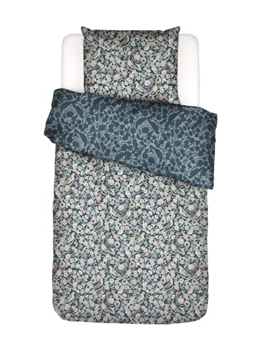 ESSENZA Bettwäsche Aleste Slate Grey, 135x200 + 1x 80x80 cm - 100% Bio-Baumwollsatin 220TC - Blumen von ESSENZA