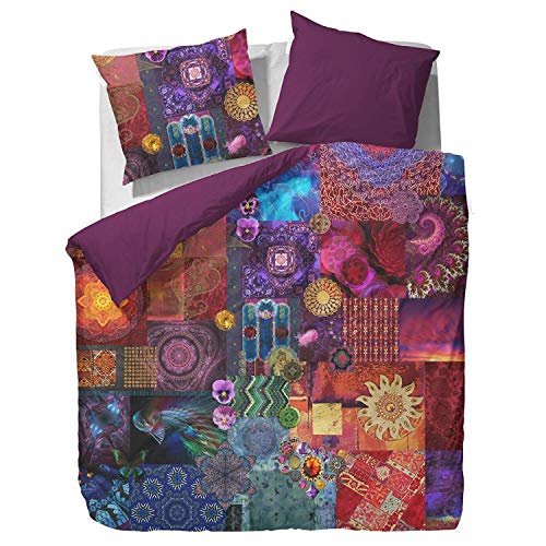 ESSENZA Bettwäsche Delhi Purple Lila Mandala Patchwork Satin, Größe:Zusatzkissenbezug 40x80 cm von ESSENZA