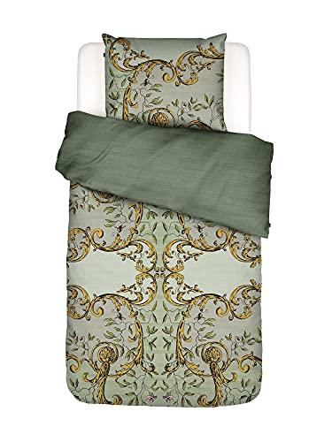 ESSENZA Bettwäsche Georgina Ornamente Blumen Blüten Blätter Wendeoptik Baumwollsatin, Größe:155 cm x 220 cm, Farbe:Neo Mint von ESSENZA