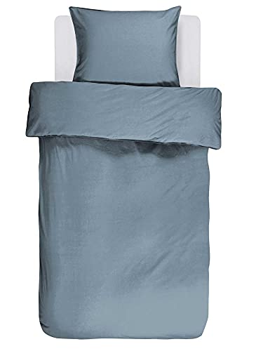 ESSENZA Bettwäsche Guy Blau, 155x220 + 1x 80x80 cm - 100% Baumwollrenforce 144TC - Uni von ESSENZA