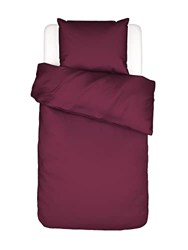 ESSENZA Bettwäsche Guy Uni Einfarbig Baumwolle Schlicht Elegant Bunt Renforcé, Größe:155 cm x 220 cm, Farbe:Cherry von ESSENZA