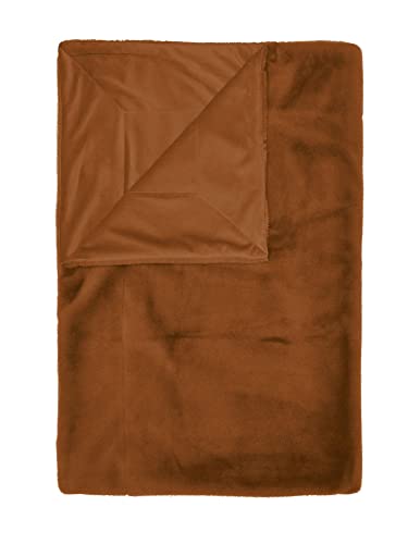 ESSENZA Plaid Furry Leather Brown, 150x200 cm - 100% Polyester - Uni von ESSENZA