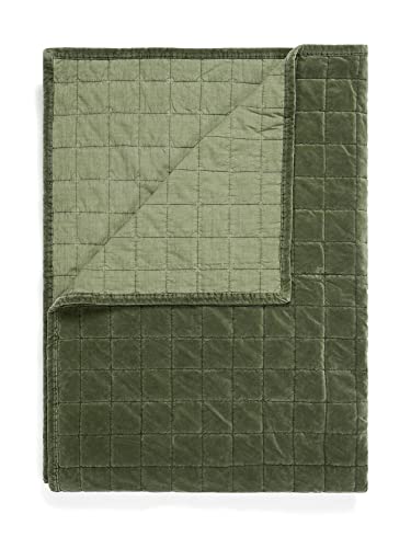 ESSENZA Plaid Julia Forest Green, 150x200 cm - 100% Baumwollsamt - Uni von ESSENZA